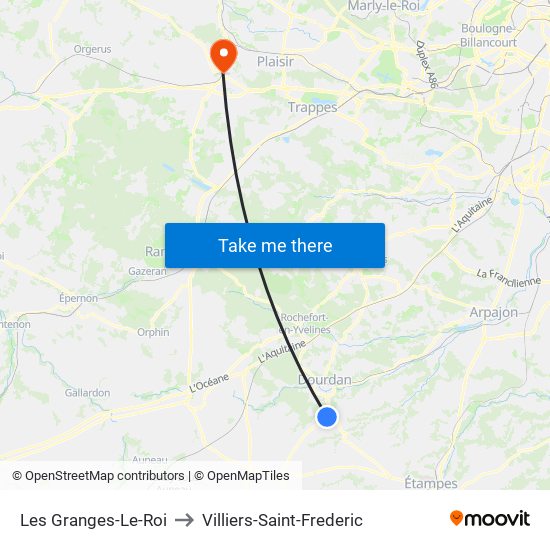Les Granges-Le-Roi to Villiers-Saint-Frederic map