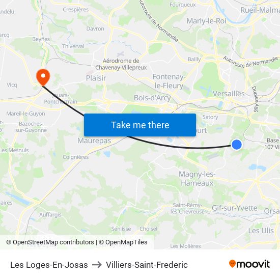 Les Loges-En-Josas to Villiers-Saint-Frederic map