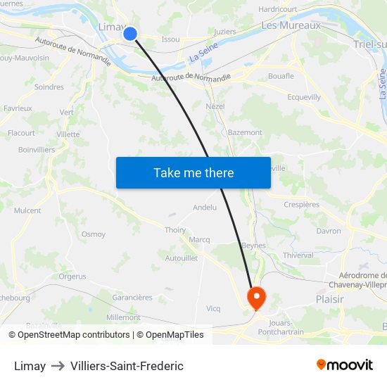 Limay to Villiers-Saint-Frederic map