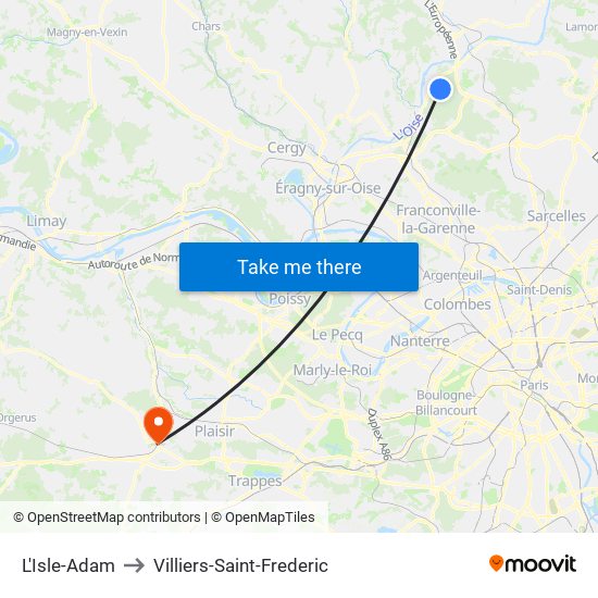 L'Isle-Adam to Villiers-Saint-Frederic map