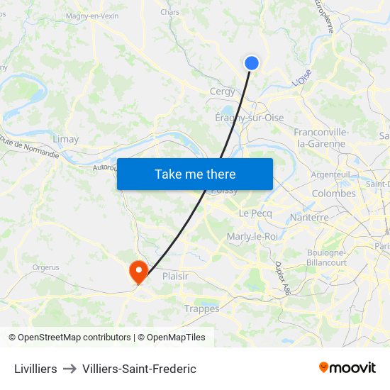 Livilliers to Villiers-Saint-Frederic map