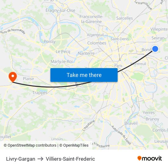 Livry-Gargan to Villiers-Saint-Frederic map