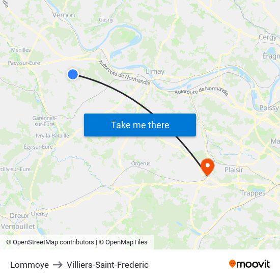 Lommoye to Villiers-Saint-Frederic map