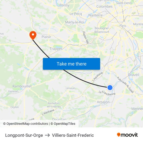 Longpont-Sur-Orge to Villiers-Saint-Frederic map