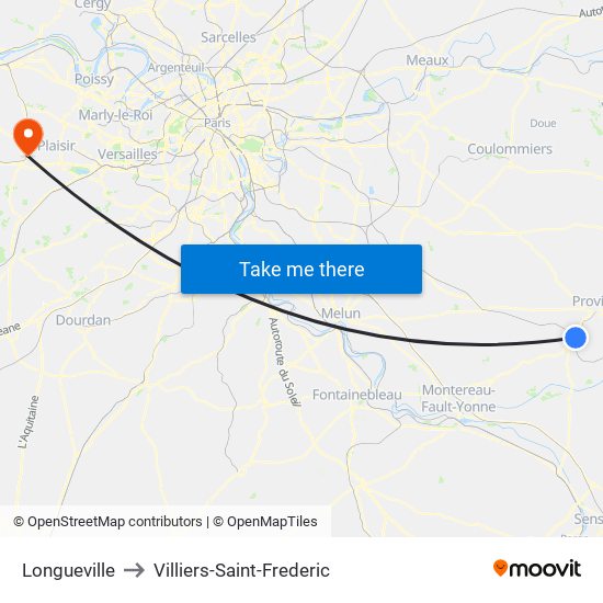 Longueville to Villiers-Saint-Frederic map