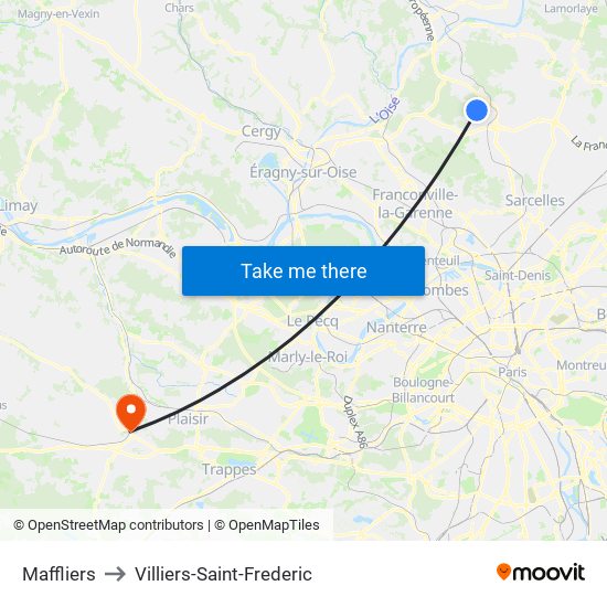 Maffliers to Villiers-Saint-Frederic map