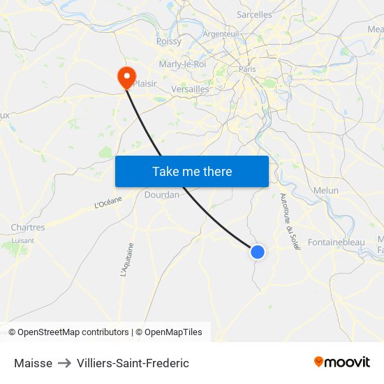 Maisse to Villiers-Saint-Frederic map