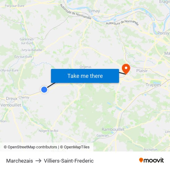 Marchezais to Villiers-Saint-Frederic map