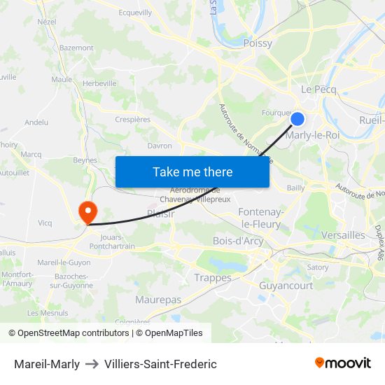 Mareil-Marly to Villiers-Saint-Frederic map