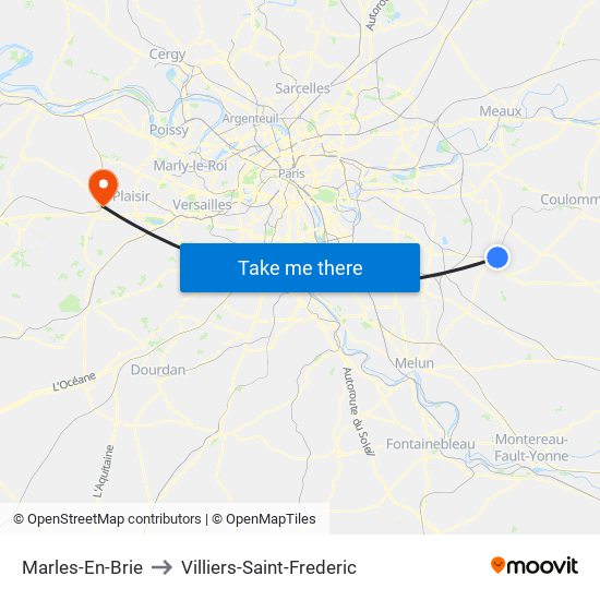 Marles-En-Brie to Villiers-Saint-Frederic map