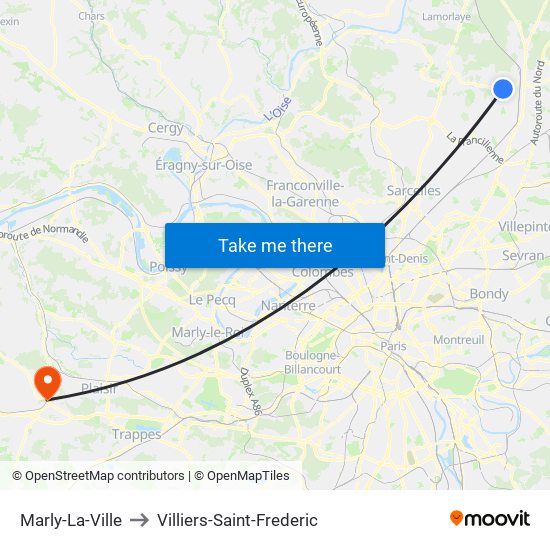 Marly-La-Ville to Villiers-Saint-Frederic map