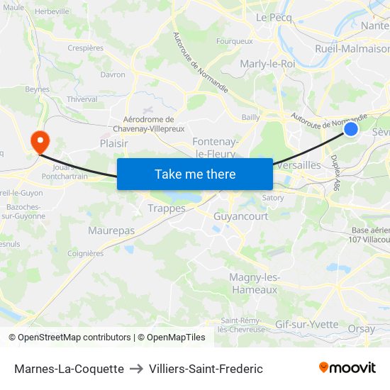 Marnes-La-Coquette to Villiers-Saint-Frederic map