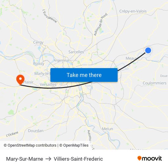 Mary-Sur-Marne to Villiers-Saint-Frederic map