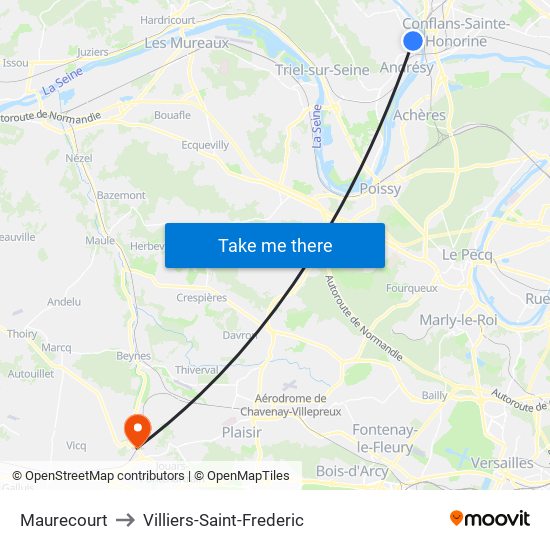 Maurecourt to Villiers-Saint-Frederic map