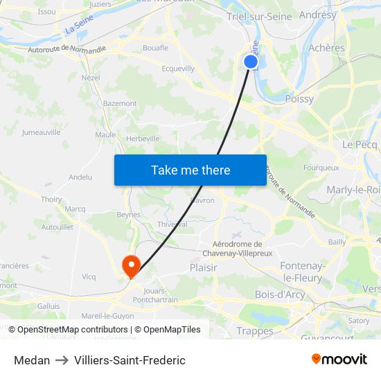 Medan to Villiers-Saint-Frederic map