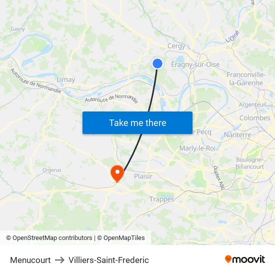 Menucourt to Villiers-Saint-Frederic map
