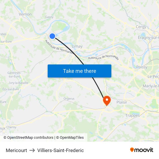 Mericourt to Villiers-Saint-Frederic map