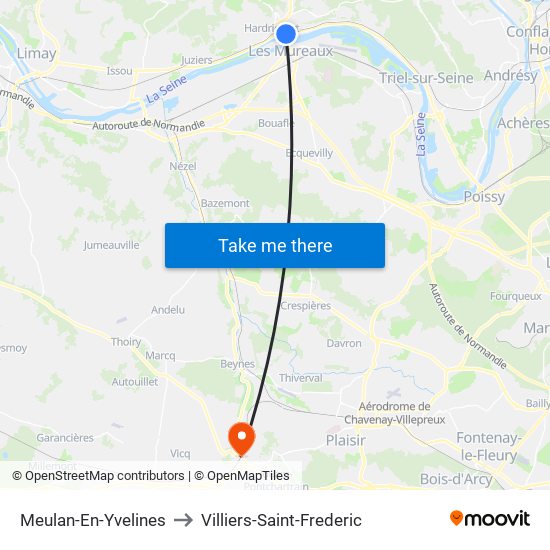 Meulan-En-Yvelines to Villiers-Saint-Frederic map