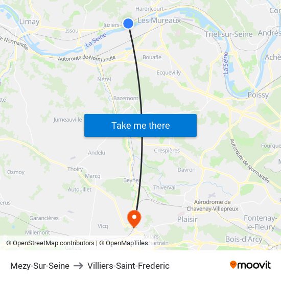 Mezy-Sur-Seine to Villiers-Saint-Frederic map