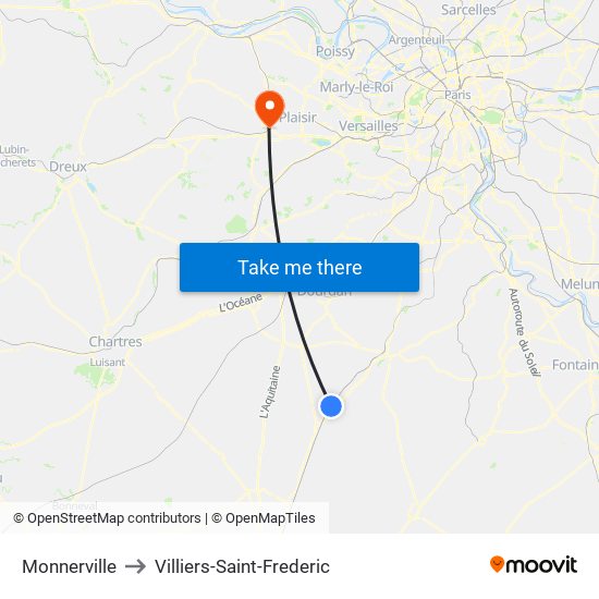 Monnerville to Villiers-Saint-Frederic map