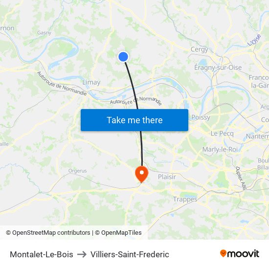Montalet-Le-Bois to Villiers-Saint-Frederic map
