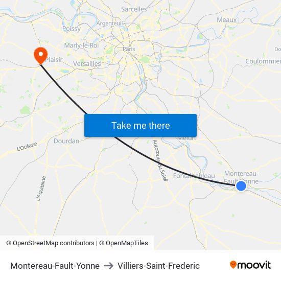 Montereau-Fault-Yonne to Villiers-Saint-Frederic map