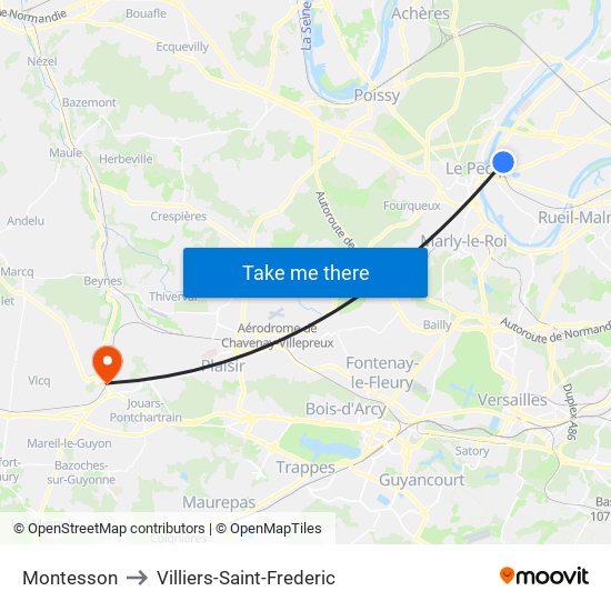 Montesson to Villiers-Saint-Frederic map