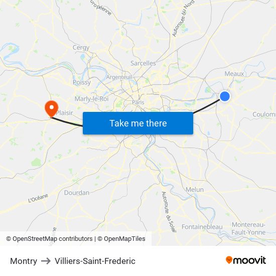 Montry to Villiers-Saint-Frederic map