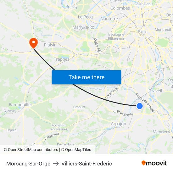 Morsang-Sur-Orge to Villiers-Saint-Frederic map