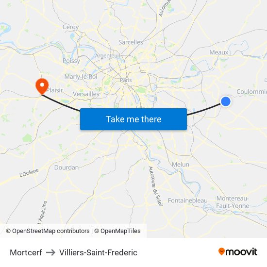 Mortcerf to Villiers-Saint-Frederic map