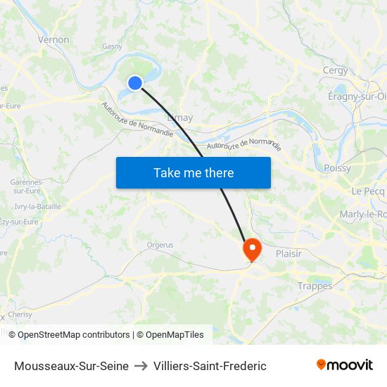 Mousseaux-Sur-Seine to Villiers-Saint-Frederic map