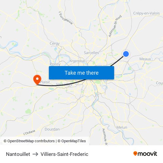 Nantouillet to Villiers-Saint-Frederic map