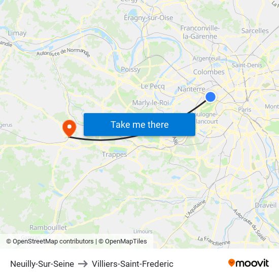 Neuilly-Sur-Seine to Villiers-Saint-Frederic map