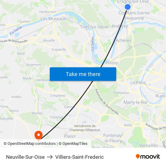 Neuville-Sur-Oise to Villiers-Saint-Frederic map