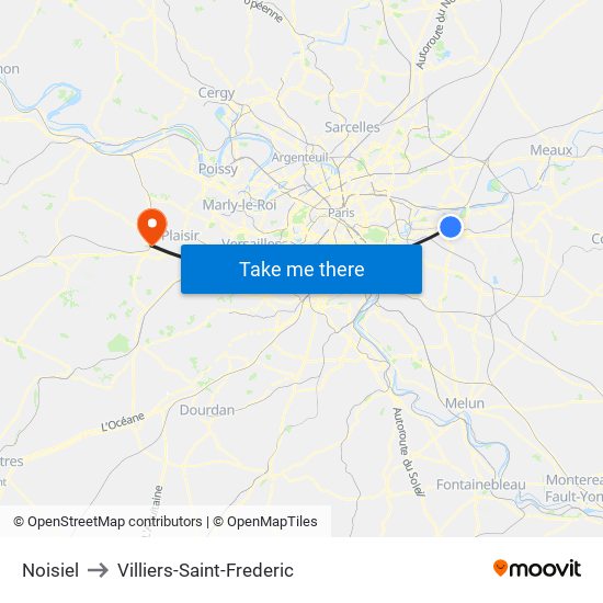 Noisiel to Villiers-Saint-Frederic map