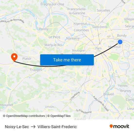 Noisy-Le-Sec to Villiers-Saint-Frederic map