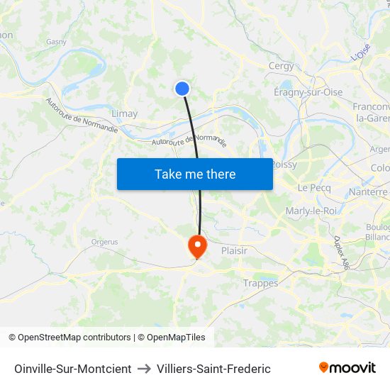 Oinville-Sur-Montcient to Villiers-Saint-Frederic map