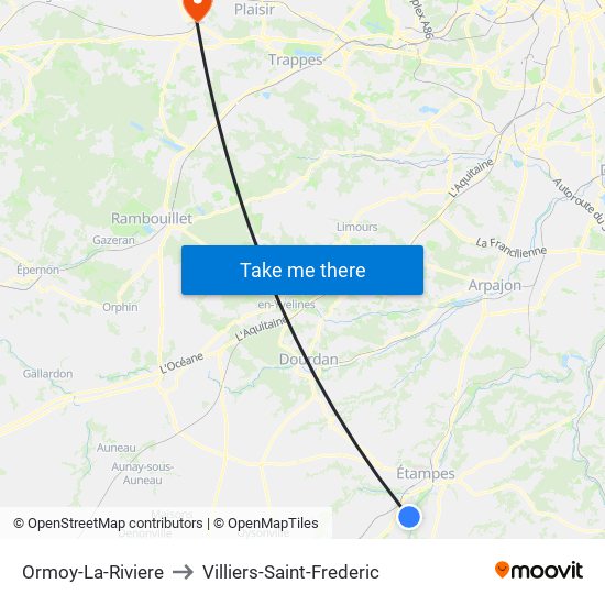 Ormoy-La-Riviere to Villiers-Saint-Frederic map