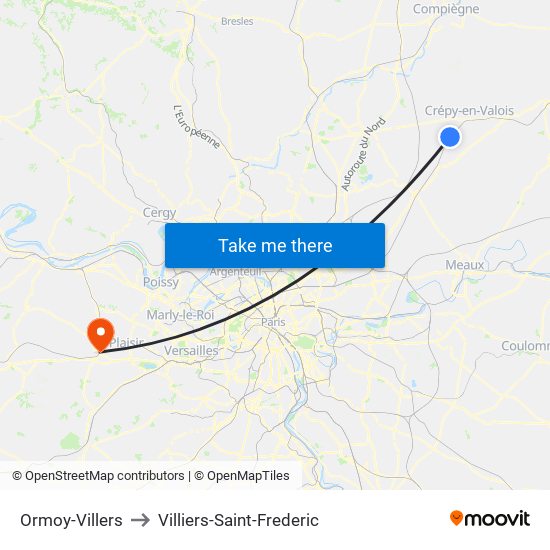 Ormoy-Villers to Villiers-Saint-Frederic map