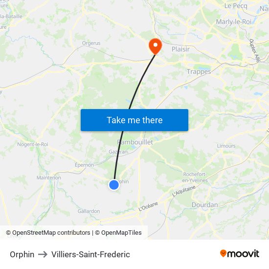 Orphin to Villiers-Saint-Frederic map