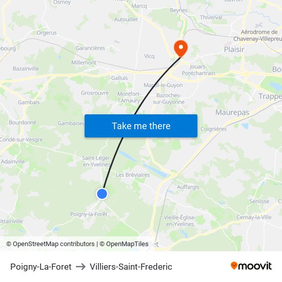 Poigny-La-Foret to Villiers-Saint-Frederic map
