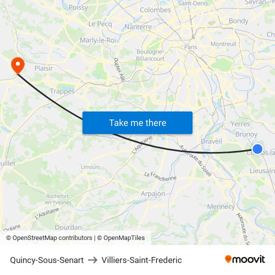 Quincy-Sous-Senart to Villiers-Saint-Frederic map