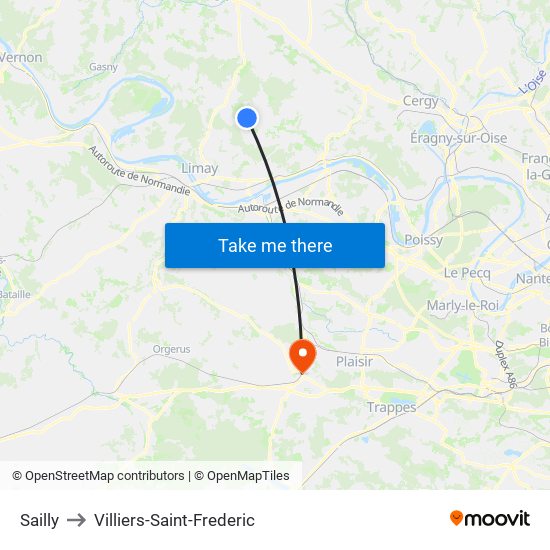 Sailly to Villiers-Saint-Frederic map