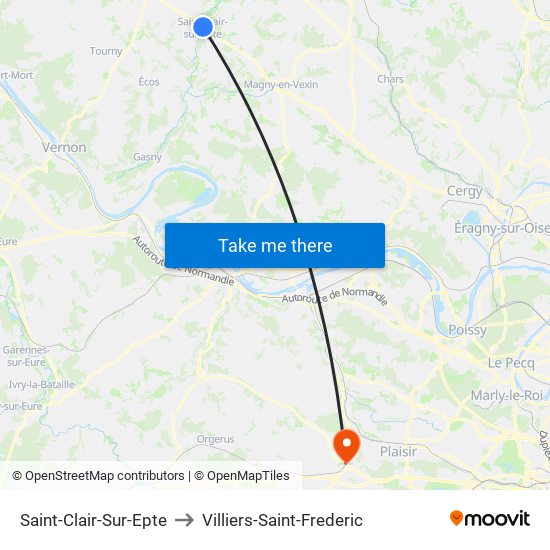 Saint-Clair-Sur-Epte to Villiers-Saint-Frederic map