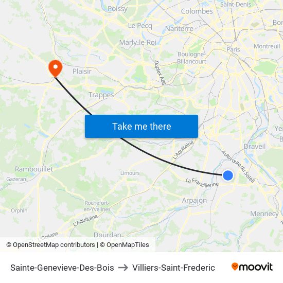 Sainte-Genevieve-Des-Bois to Villiers-Saint-Frederic map