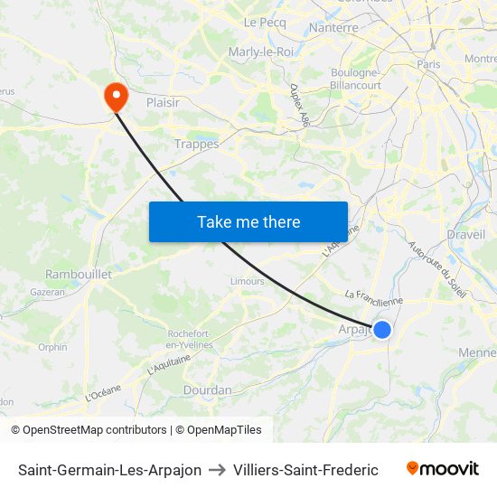 Saint-Germain-Les-Arpajon to Villiers-Saint-Frederic map