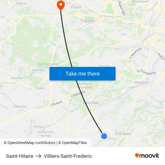 Saint-Hilaire to Villiers-Saint-Frederic map