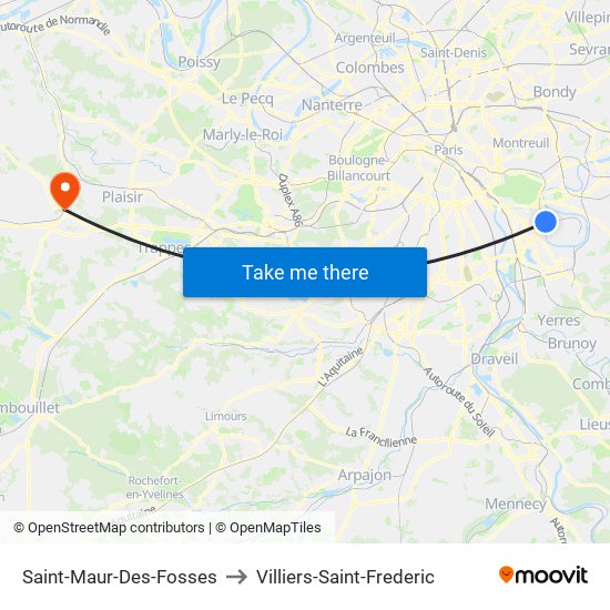 Saint-Maur-Des-Fosses to Villiers-Saint-Frederic map