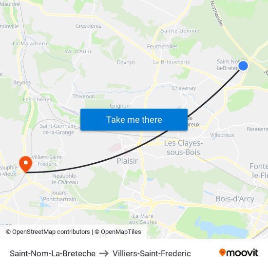 Saint-Nom-La-Breteche to Villiers-Saint-Frederic map