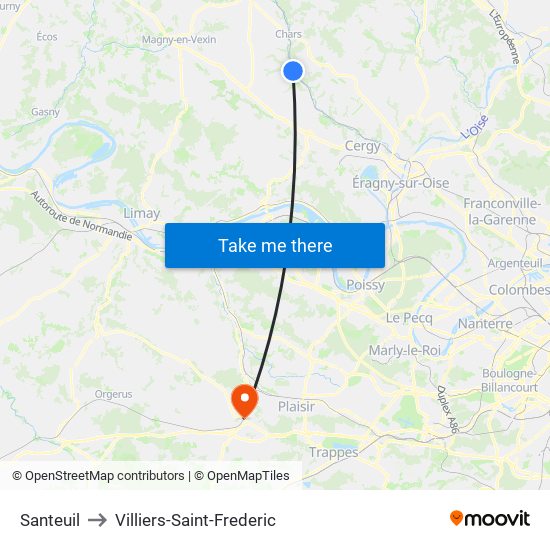Santeuil to Villiers-Saint-Frederic map